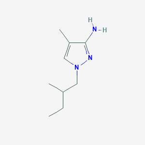 molecular formula C9H17N3 B13066753 4-methyl-1-(2-methylbutyl)-1H-pyrazol-3-amine 