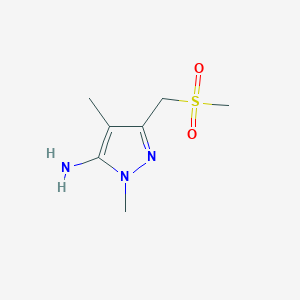 molecular formula C7H13N3O2S B13066788 3-(methanesulfonylmethyl)-1,4-dimethyl-1H-pyrazol-5-amine 