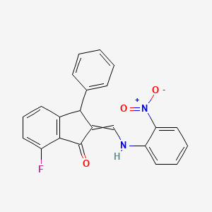 molecular formula C22H15FN2O3 B1306679 7-Fluoro-2-[(2-nitroanilino)methylene]-3-phenyl-1-indanone 