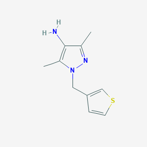 molecular formula C10H13N3S B13066873 3,5-Dimethyl-1-(thiophen-3-ylmethyl)-1H-pyrazol-4-amine 