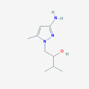 molecular formula C9H17N3O B13066884 1-(3-Amino-5-methyl-1H-pyrazol-1-yl)-3-methylbutan-2-ol 