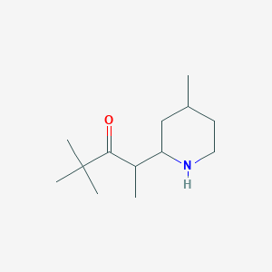 molecular formula C13H25NO B13066928 2,2-Dimethyl-4-(4-methylpiperidin-2-yl)pentan-3-one 