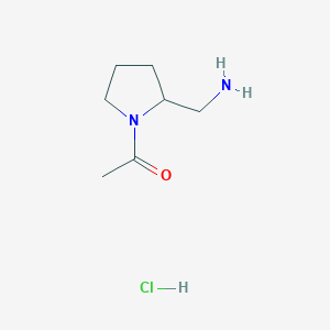 molecular formula C7H15ClN2O B13066958 1-[2-(Aminomethyl)pyrrolidin-1-yl]ethan-1-one hydrochloride 