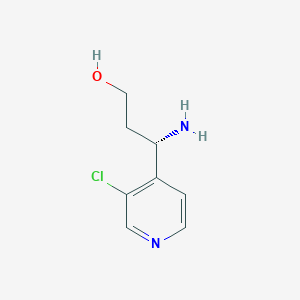 molecular formula C8H11ClN2O B13066985 (3S)-3-Amino-3-(3-chloro(4-pyridyl))propan-1-OL 