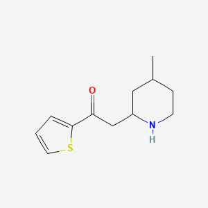 molecular formula C12H17NOS B13066996 2-(4-Methylpiperidin-2-yl)-1-(thiophen-2-yl)ethan-1-one 