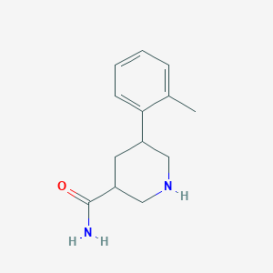 molecular formula C13H18N2O B13067008 5-(2-Methylphenyl)piperidine-3-carboxamide 