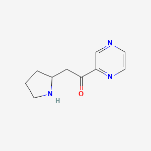 molecular formula C10H13N3O B13067045 1-(Pyrazin-2-yl)-2-(pyrrolidin-2-yl)ethan-1-one 