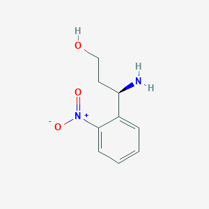 molecular formula C9H12N2O3 B13067106 (3R)-3-amino-3-(2-nitrophenyl)propan-1-ol 