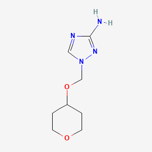 molecular formula C8H14N4O2 B13067134 1-[(Oxan-4-yloxy)methyl]-1H-1,2,4-triazol-3-amine 