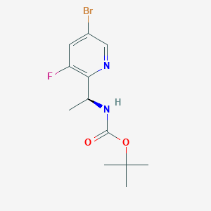 molecular formula C12H16BrFN2O2 B13067168 tert-butyl N-[(1S)-1-(5-bromo-3-fluoropyridin-2-yl)ethyl]carbamate 