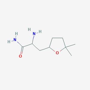 molecular formula C9H18N2O2 B13067177 2-Amino-3-(5,5-dimethyloxolan-2-yl)propanamide 