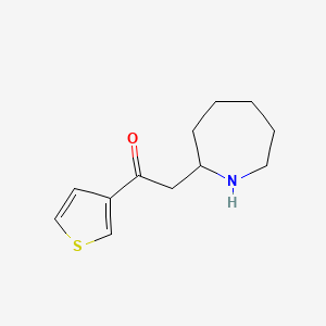 molecular formula C12H17NOS B13067189 2-(Azepan-2-yl)-1-(thiophen-3-yl)ethan-1-one 