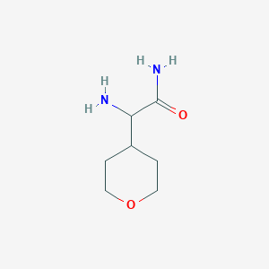 molecular formula C7H14N2O2 B13067193 2-Amino-2-(oxan-4-yl)acetamide 