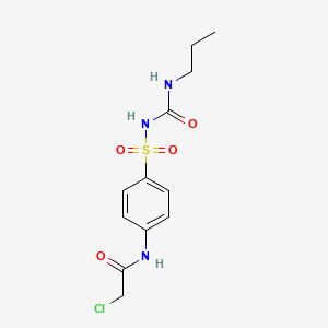 molecular formula C12H16ClN3O4S B13067222 2-chloro-N-(4-{[(propylcarbamoyl)amino]sulfonyl}phenyl)acetamide 