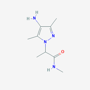 molecular formula C9H16N4O B13067369 2-(4-Amino-3,5-dimethyl-1H-pyrazol-1-YL)-N-methylpropanamide 