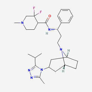 molecular formula C29H42F2N6O B13067408 3,3-Difluoro-1-methyl-N-[(1S)-3-[(3-exo)-3-[3-methyl-5-(1-methylethyl)-4H-1,2,4-triazol-4-yl]-8-azabicyclo[3.2.1]oct-8-yl]-1-phenylpropyl]-4-piperidinecarboxamide 