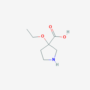 molecular formula C7H13NO3 B13067421 3-Ethoxypyrrolidine-3-carboxylic acid 