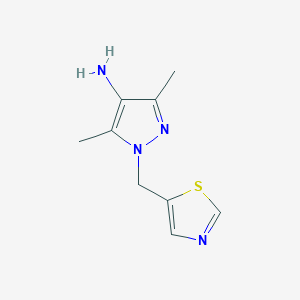 molecular formula C9H12N4S B13067472 3,5-Dimethyl-1-(1,3-thiazol-5-ylmethyl)-1H-pyrazol-4-amine 