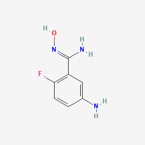 molecular formula C7H8FN3O B13067565 5-Amino-2-fluoro-N'-hydroxybenzene-1-carboximidamide 