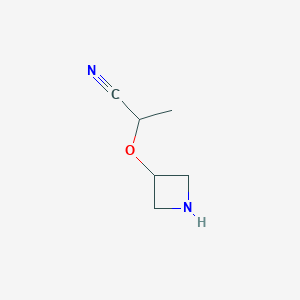 molecular formula C6H10N2O B13067586 2-(Azetidin-3-yloxy)propanenitrile 