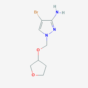 molecular formula C8H12BrN3O2 B13067604 4-Bromo-1-[(oxolan-3-yloxy)methyl]-1H-pyrazol-3-amine 