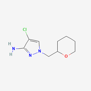 molecular formula C9H14ClN3O B13067612 4-chloro-1-(oxan-2-ylmethyl)-1H-pyrazol-3-amine 