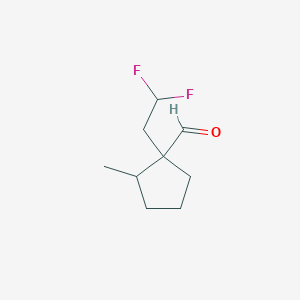 molecular formula C9H14F2O B13067613 1-(2,2-Difluoroethyl)-2-methylcyclopentane-1-carbaldehyde 