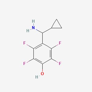 molecular formula C10H9F4NO B13067623 4-(Aminocyclopropylmethyl)-2,3,5,6-tetrafluorophenol 