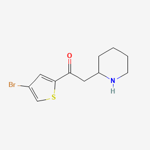 molecular formula C11H14BrNOS B13067661 1-(4-Bromothiophen-2-yl)-2-(piperidin-2-yl)ethan-1-one 