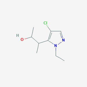 molecular formula C9H15ClN2O B13067698 3-(4-Chloro-1-ethyl-1H-pyrazol-5-yl)butan-2-ol 