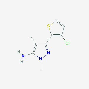 molecular formula C9H10ClN3S B13067717 3-(3-Chlorothiophen-2-yl)-1,4-dimethyl-1H-pyrazol-5-amine 