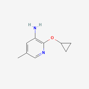 molecular formula C9H12N2O B13067734 2-Cyclopropoxy-5-methylpyridin-3-amine 