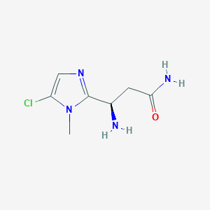 molecular formula C7H11ClN4O B13067766 (3R)-3-Amino-3-(5-chloro-1-methyl-1H-imidazol-2-yl)propanamide 