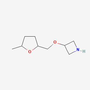 molecular formula C9H17NO2 B13067768 3-[(5-Methyloxolan-2-yl)methoxy]azetidine 