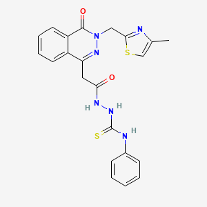 molecular formula C22H20N6O2S2 B13067788 2-(2-(3-((4-Methylthiazol-2-yl)methyl)-4-oxo-3,4-dihydrophthalazin-1-yl)acetyl)-N-phenylhydrazinecarbothioamide 