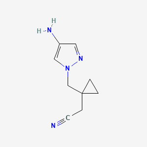 molecular formula C9H12N4 B13067801 2-(1-[(4-Amino-1H-pyrazol-1-YL)methyl]cyclopropyl)acetonitrile 