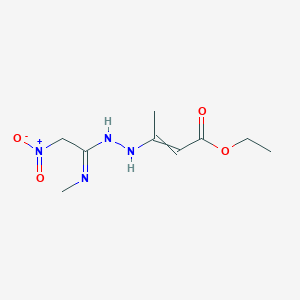 molecular formula C9H16N4O4 B1306782 ethyl 3-[2-[N-methyl-C-(nitromethyl)carbonimidoyl]hydrazinyl]but-2-enoate 