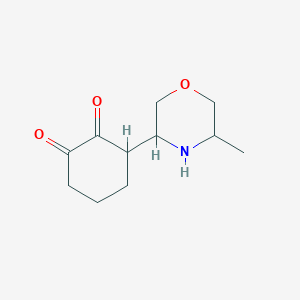 molecular formula C11H17NO3 B13067853 3-(5-Methylmorpholin-3-YL)cyclohexane-1,2-dione 