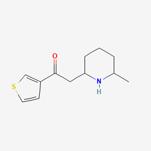 molecular formula C12H17NOS B13067950 2-(6-Methylpiperidin-2-yl)-1-(thiophen-3-yl)ethan-1-one 