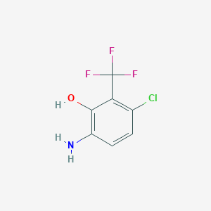 molecular formula C7H5ClF3NO B13067966 6-Amino-3-chloro-2-(trifluoromethyl)phenol 