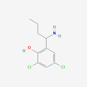 molecular formula C10H13Cl2NO B13067982 2-(1-Aminobutyl)-4,6-dichlorophenol 