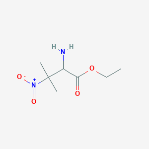 molecular formula C7H14N2O4 B13068010 Ethyl 2-amino-3-methyl-3-nitrobutanoate 