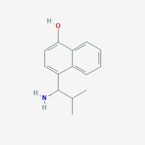 molecular formula C14H17NO B13068050 4-(1-Amino-2-methylpropyl)naphthalen-1-ol 