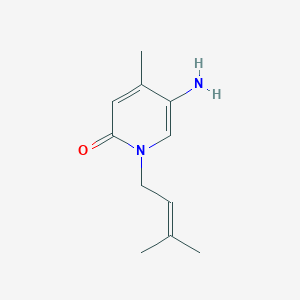 molecular formula C11H16N2O B13068129 5-Amino-4-methyl-1-(3-methylbut-2-en-1-yl)-1,2-dihydropyridin-2-one 