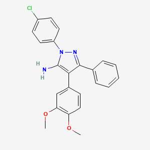 molecular formula C23H20ClN3O2 B13068180 1-(4-chlorophenyl)-4-(3,4-dimethoxyphenyl)-3-phenyl-1H-pyrazol-5-amine 