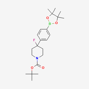 molecular formula C22H33BFNO4 B13068207 tert-Butyl 4-fluoro-4-[4-(tetramethyl-1,3,2-dioxaborolan-2-yl)phenyl]piperidine-1-carboxylate 