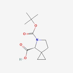 molecular formula C12H19NO4 B13068247 (4R)-5-[(tert-Butoxy)carbonyl]-5-azaspiro[2.4]heptane-4-carboxylic acid 