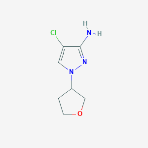 molecular formula C7H10ClN3O B13068256 4-chloro-1-(oxolan-3-yl)-1H-pyrazol-3-amine 