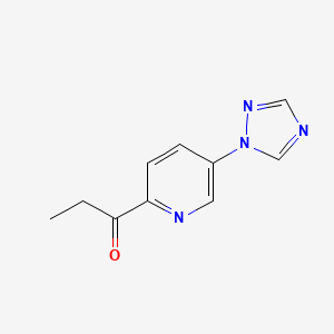 molecular formula C10H10N4O B13068289 1-[5-(1H-1,2,4-Triazol-1-YL)pyridin-2-YL]propan-1-one 