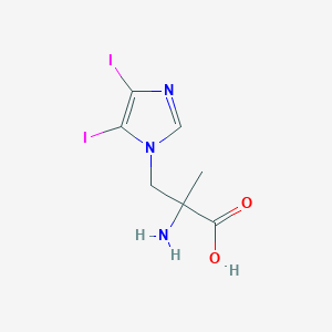 molecular formula C7H9I2N3O2 B13068311 2-Amino-3-(4,5-diiodo-1H-imidazol-1-yl)-2-methylpropanoic acid 